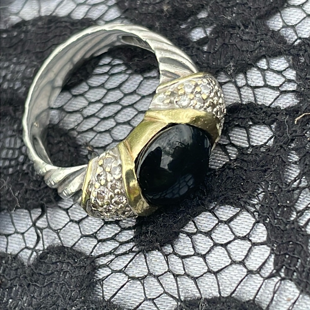 Authentic David Yurman onyx with diamonds great condition Preowned